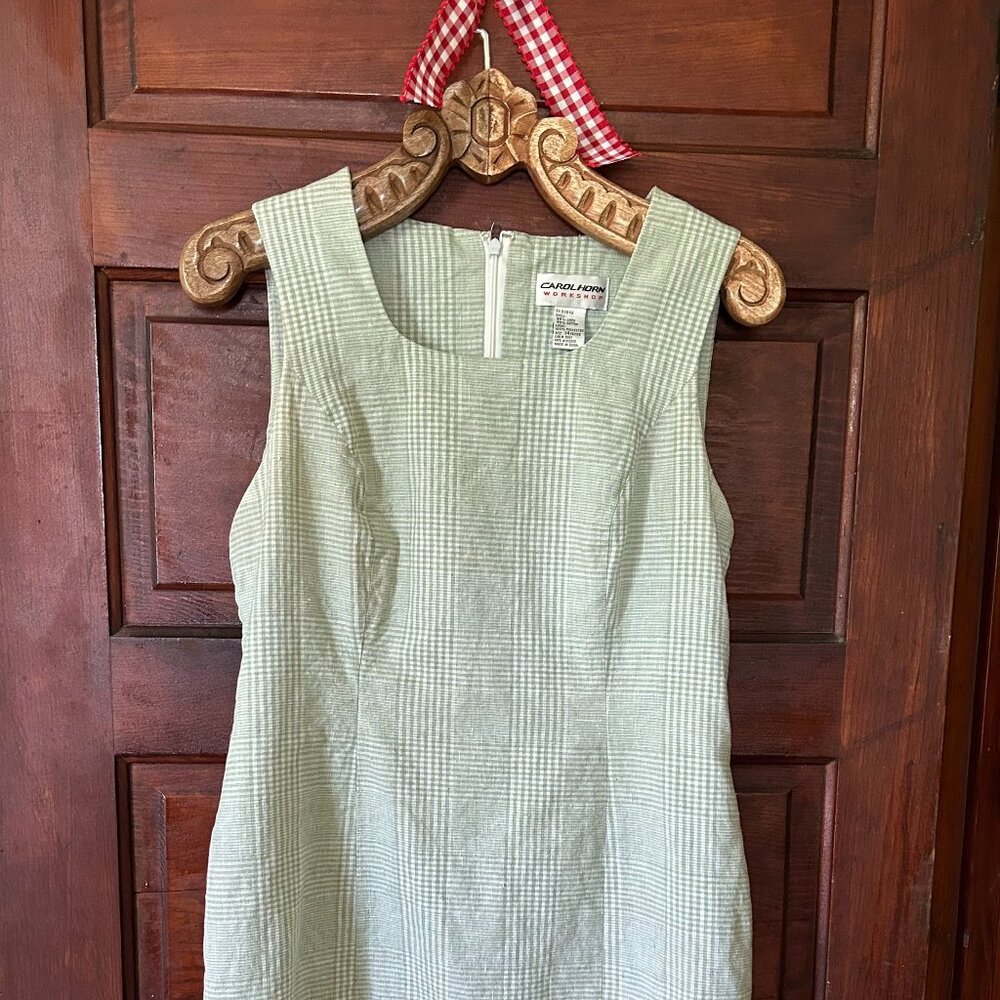 Women's Vintage Green Plaid Shift Dress